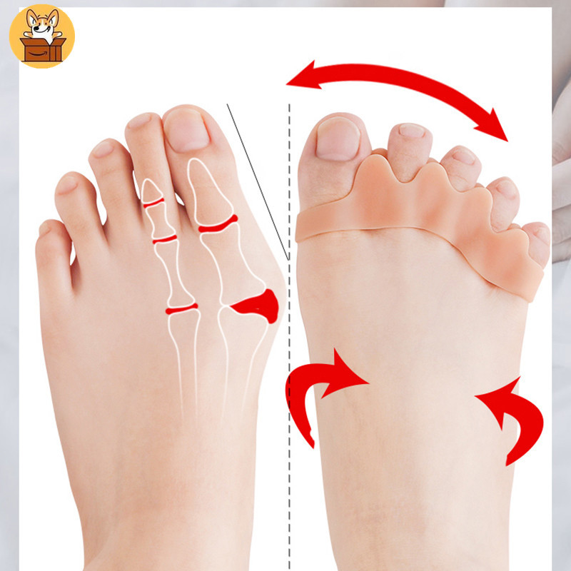 Am-az2pcs 5holes ซิลิโคนเจล Toe Separator Hallux Valgus Orthopedic Protector Thumb Corrector Spacers Bunion Relief Foot Care เครื่องมือ - รูปที่ 2