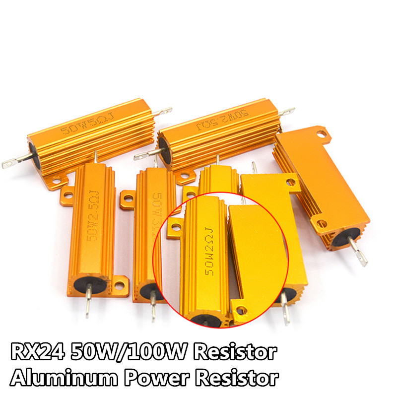 Rx24 50W 100W อลูมิเนียมโลหะกรณี Wirewound Resistor 0.01R ~ 100K 1 6 8 10 20 200 500 1K 10K โอห์มควา