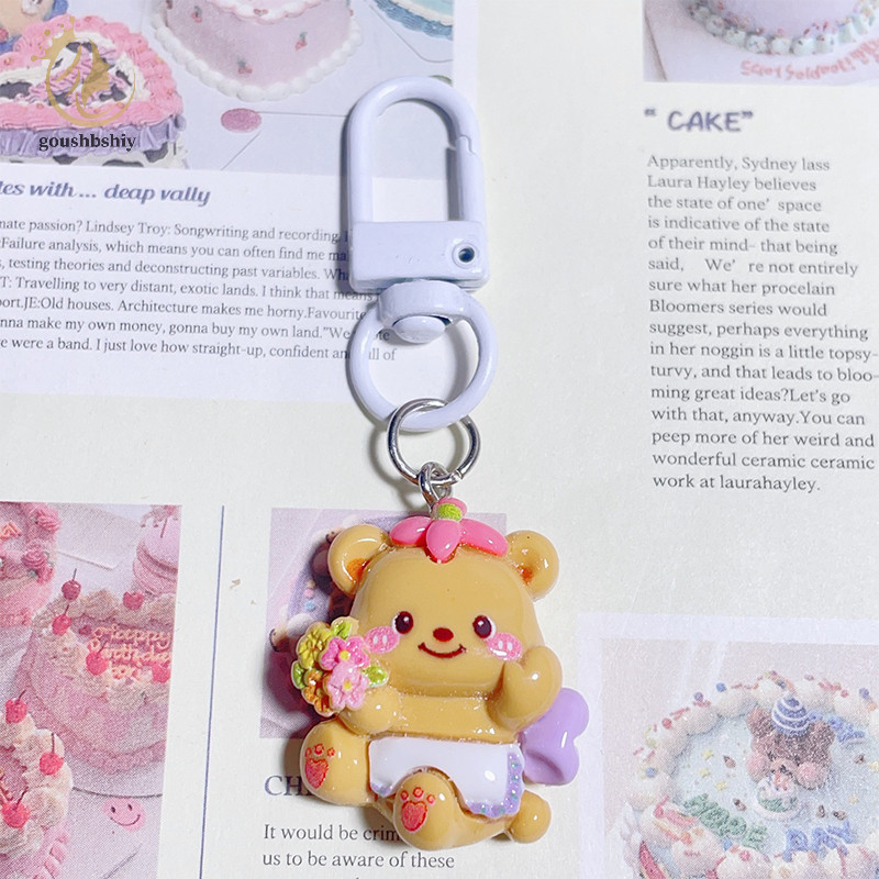 [goushbshiy] 1pc Kawali Butter Bear พวงกุญแจการ์ตูนจี้อะคริลิคกระเป๋าอุปกรณ์เสริมคู่น่ารักของเล่นเด็กของขวัญวันเกิดสําหรับสาว TH