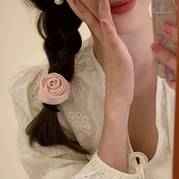 [คลังสินค้าพร้อม] ผ้าผูกผมลายดอกไม้ดอกกุหลาบเกาหลีผ้าผูกผมระดับไฮเอนด์ - รูปที่ 2