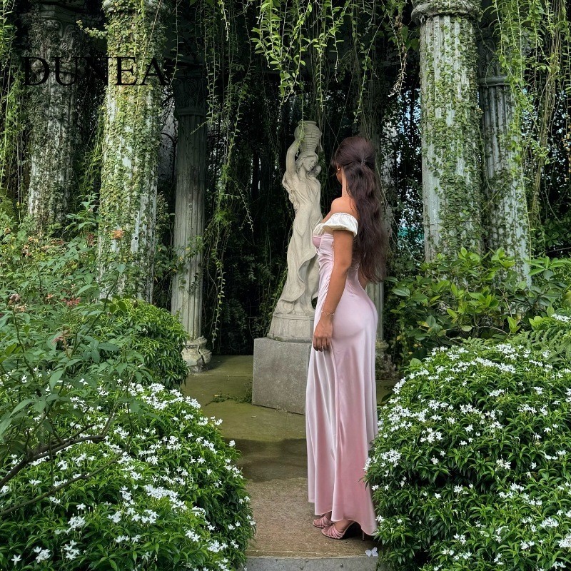 ดวย ผู้หญิงฝรั่งเศสเซ็กซี่หวานสแควร์ปกสายรัดพัฟแขนชุดสีชมพู - รูปที่ 7