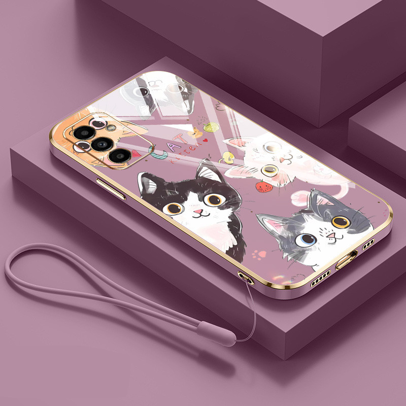 SAMSUNG ปลอกสําหรับsamsung Galaxy A55 A35 A25 A54 A34 A16 5G A15 A14 A13 4G 5G A24 A04S 4GรอบEyed CatหรูหราElectroplating Anti Dropเคสโทรศัพท์แบบนุ่ม