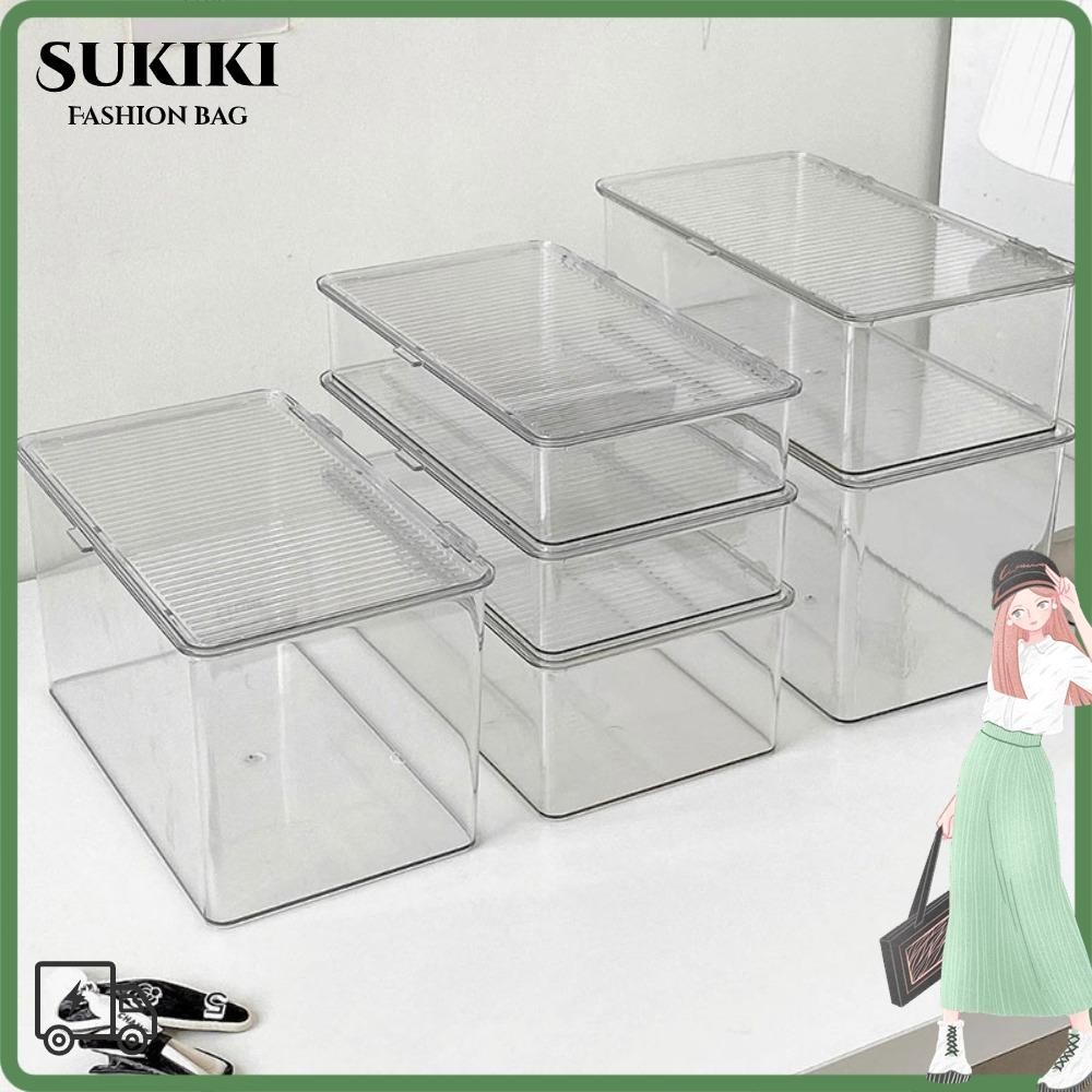 กล่องจัดระเบียบเครื่องสําอาง ซูกิ, สัตว์เลี้ยงพร้อมฝาปิดกล่องเก็บของตั้งโต๊ะ,อุปกรณ์สํานักงานแฟชั่นความจุขนาดใหญ่ใสหนังสือกล่องเก็บเอกสาร