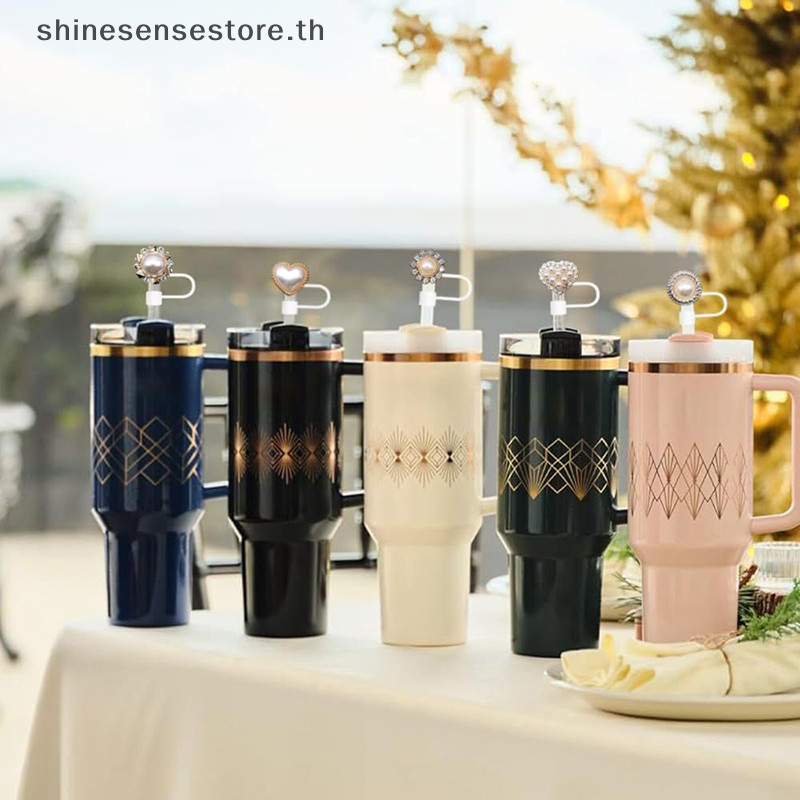 Shine Pearl ซิลิโคนฟางหมวกฝุ่นฟาง Topper สําหรับ Stanley Tumbler ถ้วยฟางอุปกรณ์เสริมของขวัญสิ่งแวดล้อม Home Travel TH