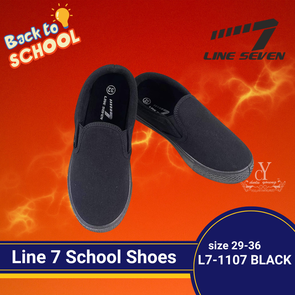 รองเท้า LINE 7 1107 สีดํา | Kasut Sekolah LINE 7 Hitam / Kasut Sekolah Hitam