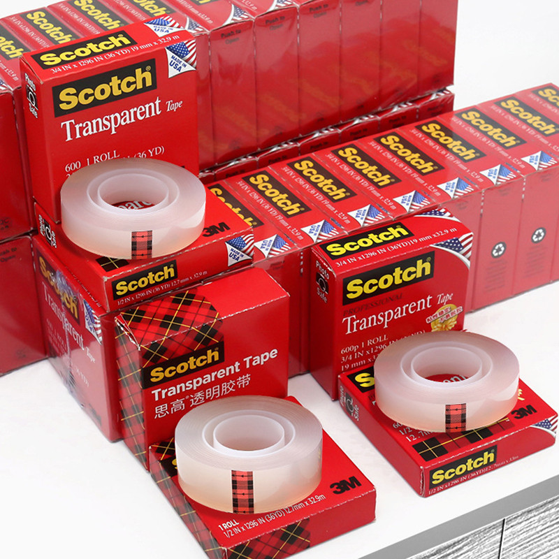 3m Scotch เทปใส 600 เทป 600P Ink Adhesion Test Tape ม้วนใหญ่ 19/12.7 มม. บรรจุโฮมออฟฟิศใช้