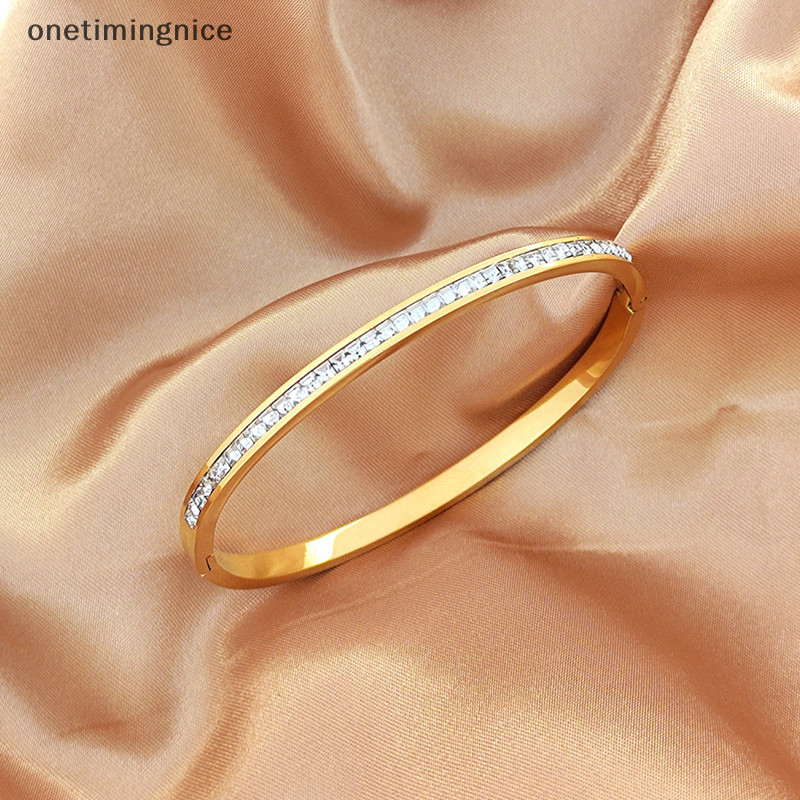 Onetimingnice Insสไตล์อินเทรนด์ฝังZirconไทเทเนียมเหล็กกําไลข้อมือแฟชั่นประณีตสร้อยข้อมือผู้หญิงMan Charmเครื่องประดับที่เรียบง่ายOnetimingnice