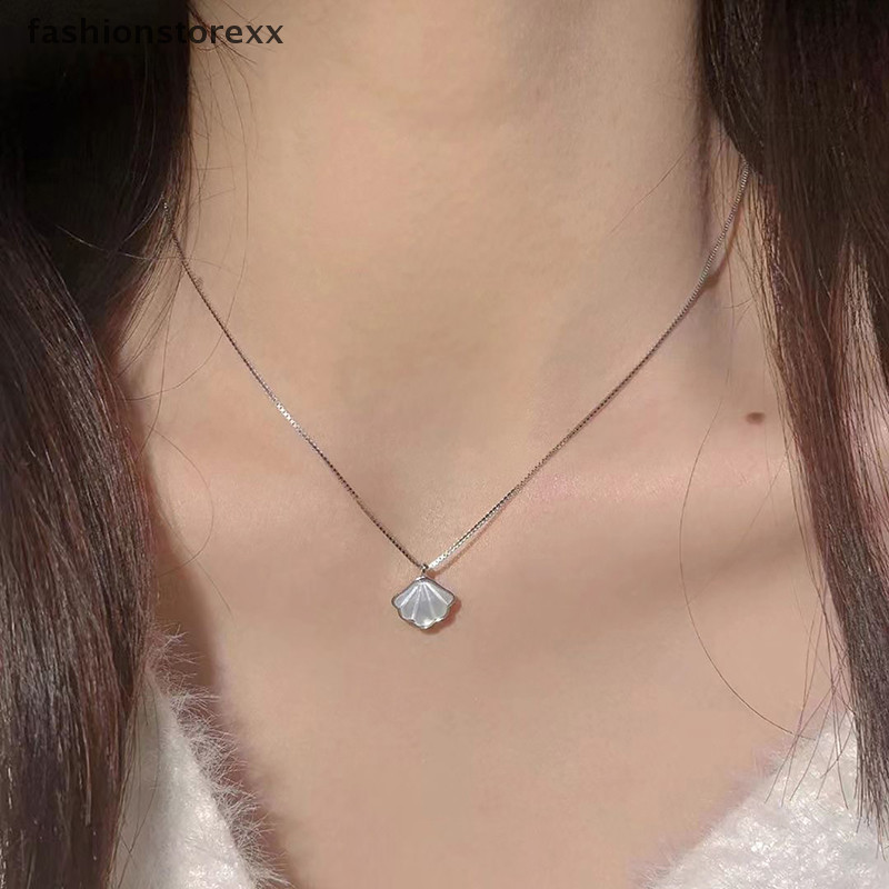 [ADP]Simple Moon Shell จี้สร้อยคอเงิน Clavicle Chain Choker สําหรับผู้หญิงสาวเครื่องประดับอุปกรณ์เสร