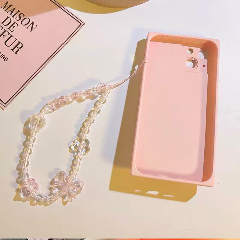 เคสโทรศัพท์มือถือที่ใช้งานได้ สายคล้องโทรศัพท์มือถือแบบ 3 มิติ สร้อยข้อมือเชือกคล้องคริสตัลแบบโบว์ สายคล้องคอดอกไม้ใส - รูปที่ 3