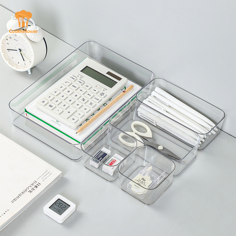 Ckfr กล่องเก็บของตั้งโต๊ะลิ้นชัก Divider กล่องคอนเทนเนอร์ลิ้นชัก Organizer ตารางกล่องเครื่องประดับแต่งหน้า Organizer กล่องกล่องเก็บโปร่งใสใหม่
