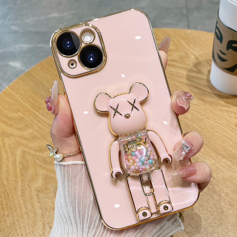 ✨เคสโทรศัพท์ ไอโฟน15 สินค้าใหม่พร้อมที่วางโทรศัพท์ พับชุบน่ารักหมีลูกอมไอโฟน11เคสโทรศัพท์ไอโฟน12เคสโ