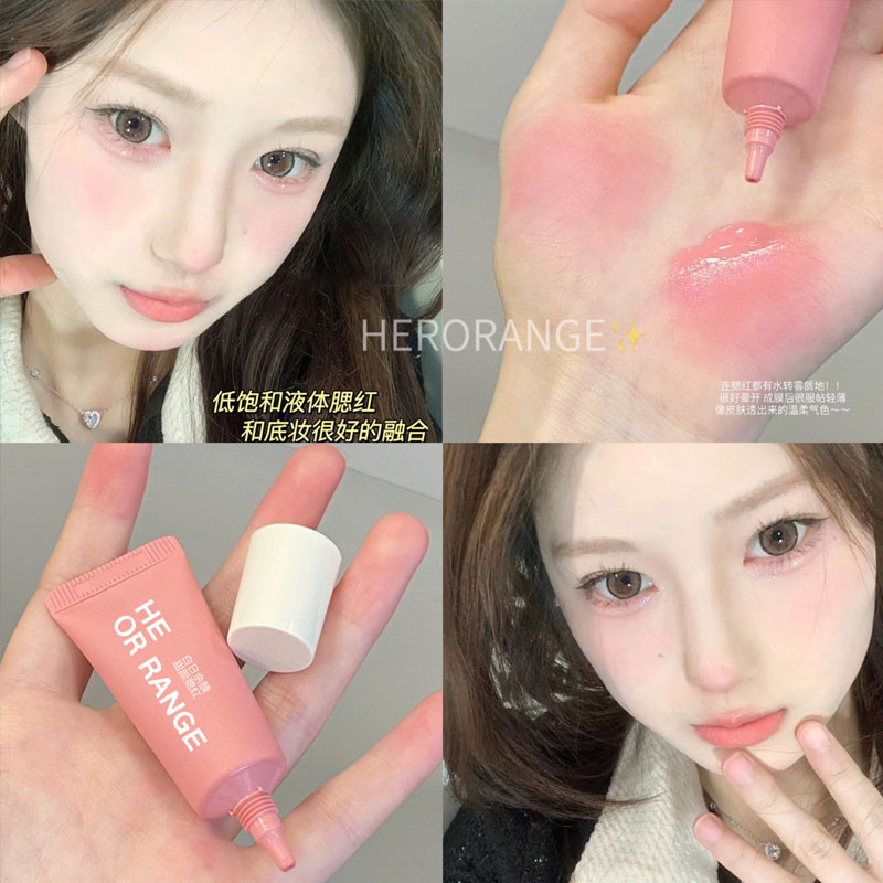 Herorange บลัชออนเนื้อลิขวิด โมโนโครม เบาสบาย ติดทนนาน สีแดงธรรมชาติ ความอิ่มตัวต่ํา