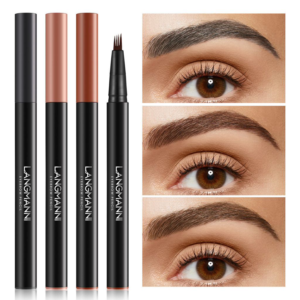 Langmanni 1 PC Liquid Eyebrow ปากกา 4 จุด Long-Lasting Microblading สร้างธรรมชาติ Looking Brows Smudge-proof ดินสอเขียนคิ้ว