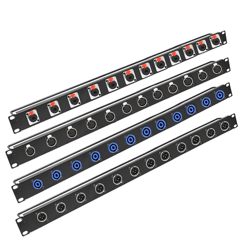 1u 19 นิ้วตู้ Rack Mount Patch แผง 8 12Way Channel 6.35 มม.แจ็ค XLR ชายหญิงปลั๊กเสียง