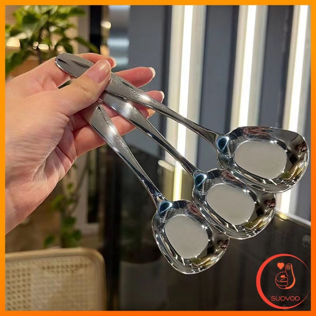 Sudyod ช้อนสแตนเลส ที่ตักไอศครีมสีเงิน ตักข้าว ขนม หรือใช้แบ่งอาหาร Stainless steel spoon ราคา ถูกที่สุด ดีลบีเคเค แกลเลอรีภาพที่ 3