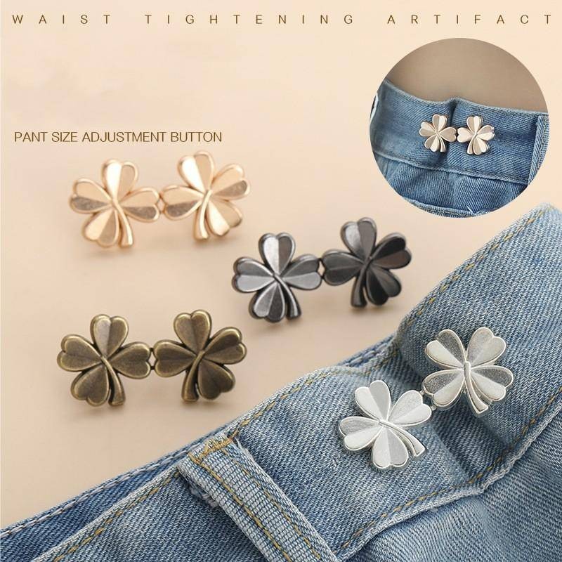 หัวเข็มขัดซอกเอวโคลเวอร์สี่ใบที่ถอดออกได้เล็บฟรีเย็บกางเกงยีนส์ปรับขนาดเอวเครื่องมือหยิกเอว