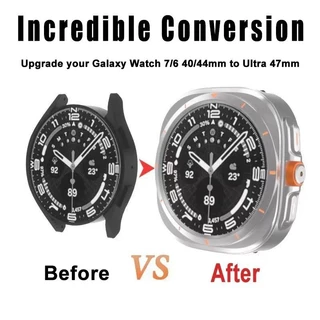 เปลี่ยนเคส Ultra สําหรับ Samsung Galaxy Watch 7 6 40 มม.44 มม.อัพเกรด Galaxy Watch Ultra 47 มม.กระจกนิรภัยป้องกันหน้าจอ
