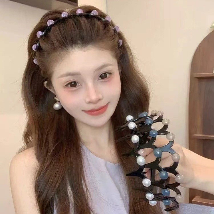 2024 สไตล์ใหม่ High Skull Top French Pearl Big Wave ที่คาดผมผู้หญิง