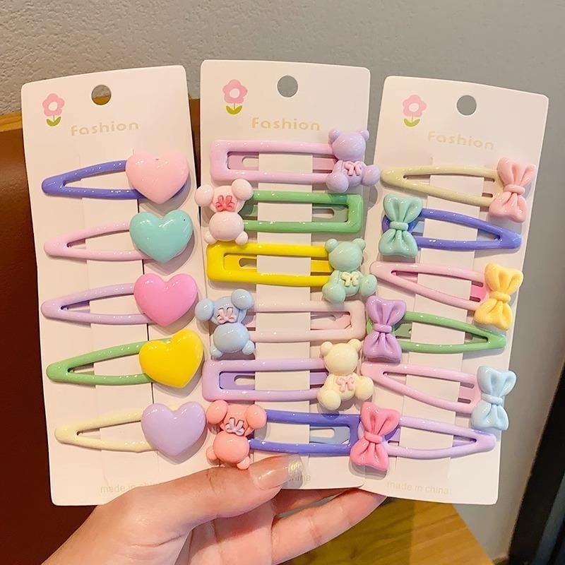 10 ชิ้นกิ๊บติดผมเด็กน่ารัก Bb สีการ์ตูนดอกไม้ Hairpins