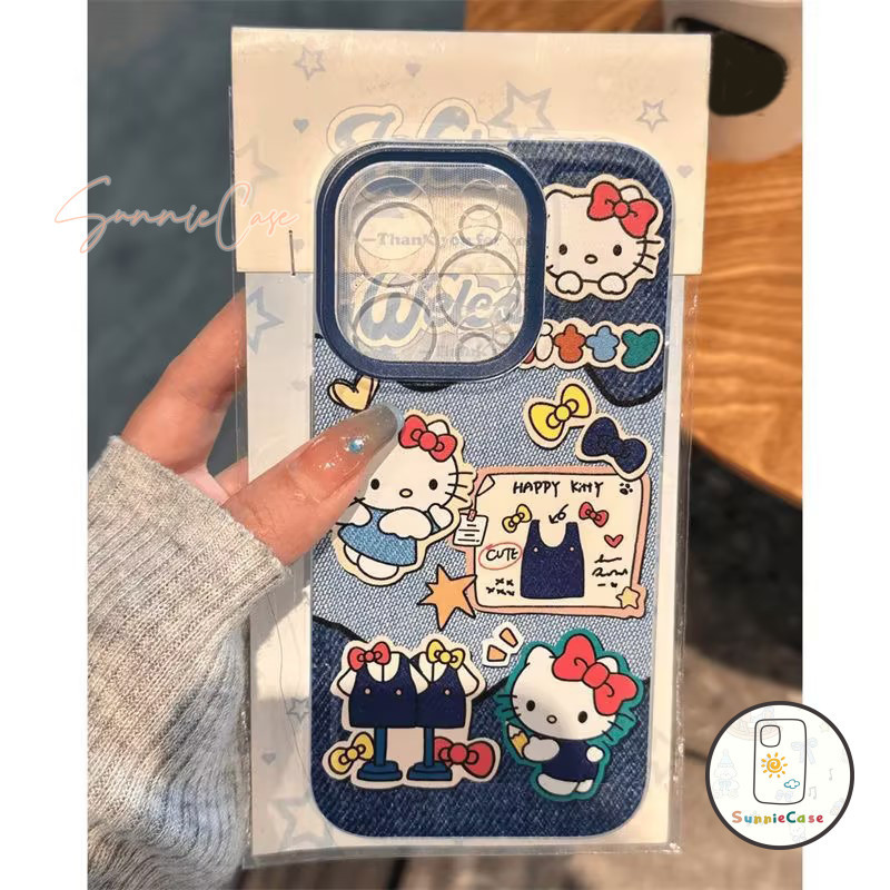 Hello Kitty แฟชั่นการ์ตูนดูเดิล เคส iPhone 11 12 15 14 13 Pro Max X XR XS Max 6s 7 6 8 Plus 7Plus ตลกดีนะ เคสไอโฟน