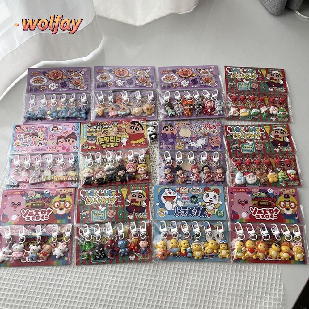 Wolfay 6 ชิ้น/เซ็ต Jujutsu Kaisen พวงกุญแจ, การ์ตูน Naruto Sanrio พวงกุญแจ, Slam Dunk The Avengers นมมังกร Capybara กระเป๋าจี้
