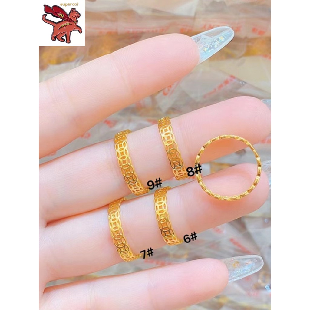 18k Saudi Gold Pawnable Lucky Copper Coin Ring