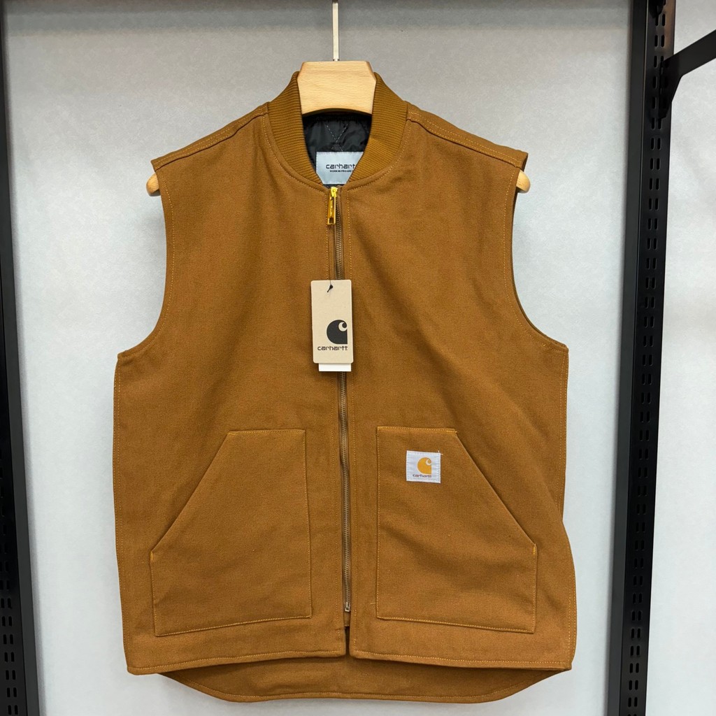 CARHARTT คาร์ฮาร์ต ดีทรอยต์ผู้ชายวินเทจผ้าใบหนาเสื้อกั๊กอบอุ่นเสื้อแขนกุด