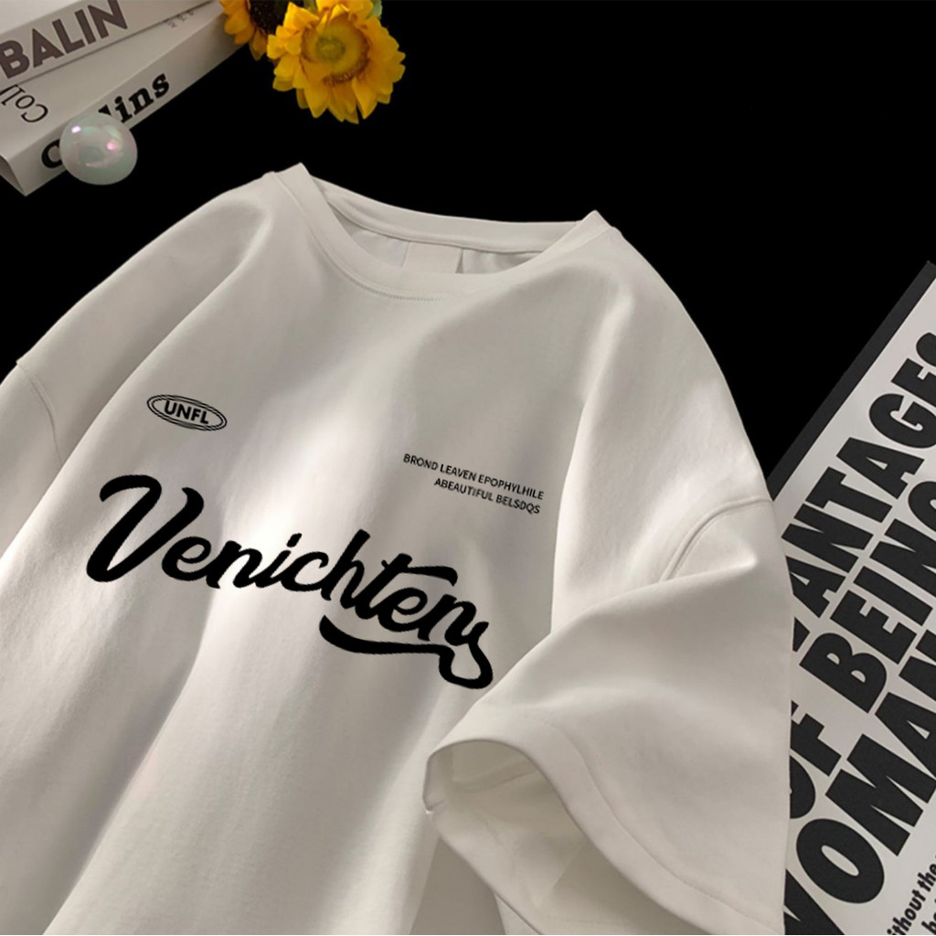 ผ้าคอตตอน100% Qkoole 260g เสื้อยืดผ้าฟอก oversize สไตล์อเมริกัน B000051