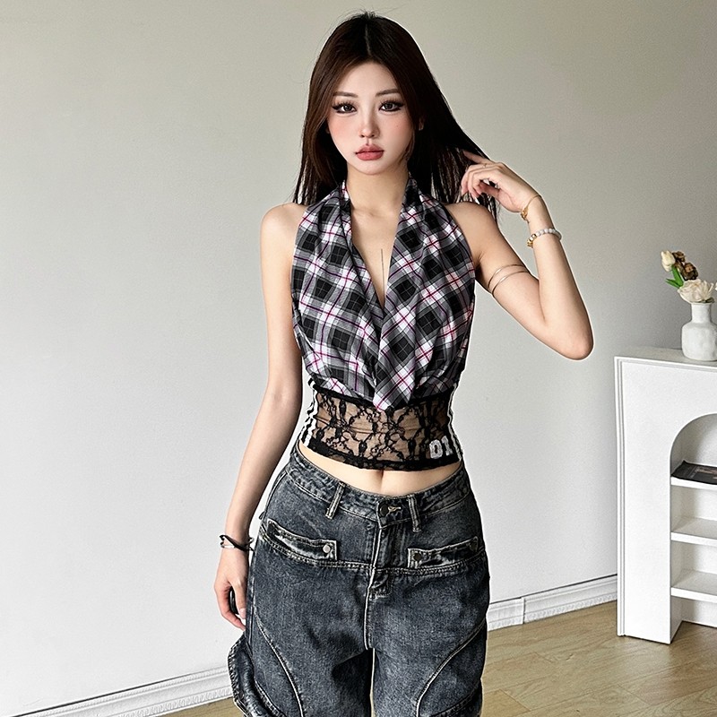 Kliou เสื้อกั๊กลําลอง Halter Off แขน Skinny Backless อเนกประสงค์บรรยากาศสไตล์แฟชั่น Chick สุดฮอตการออกแบบอาวุโส 2024 ใหม่