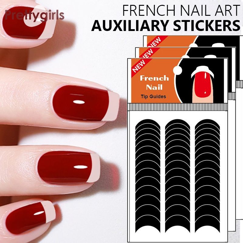 PY.thFrench Style Nail Art Auxiliary Patch Crescent shaped Nail Sticker V-shaped Nail Sticker-PY