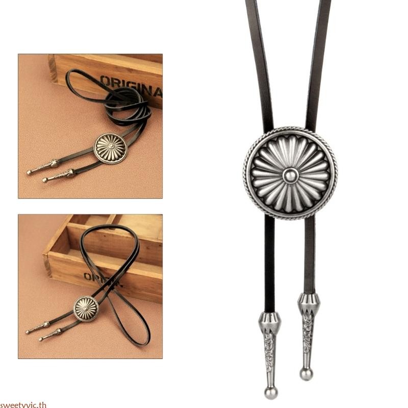 Sweety Round Bolo Tie หนังคาวบอย Bolo Western Bolo Tie Native American Bolo Tie