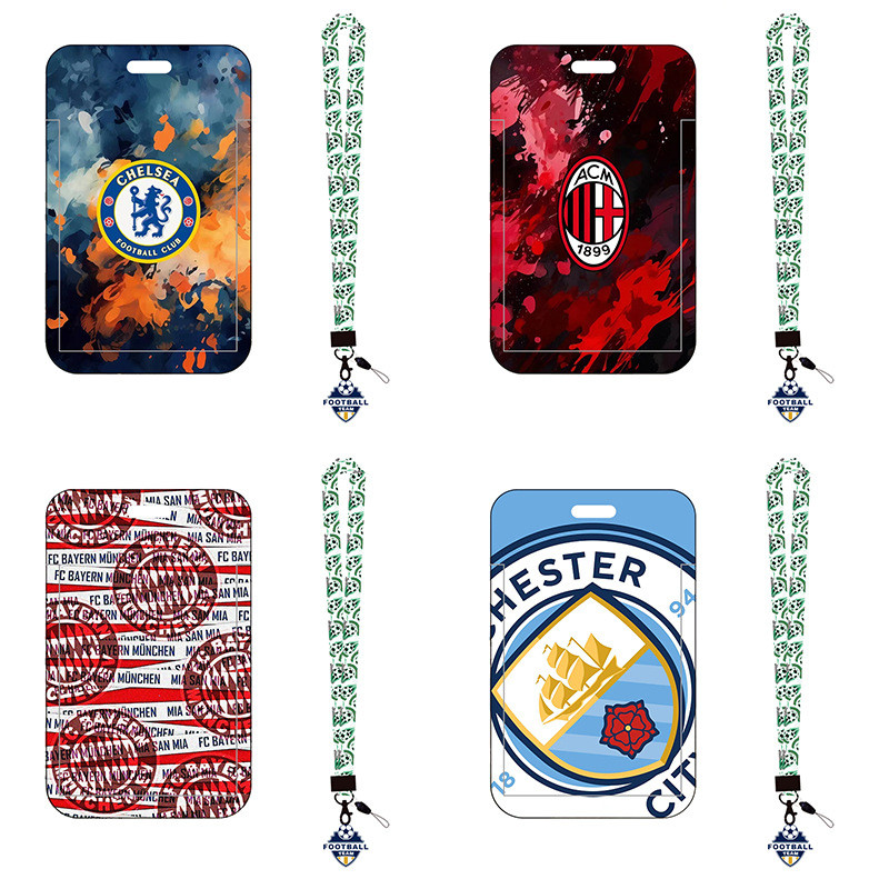 World Cup Football Jingdong Work Permit Bank Card Holder with Lanyard Exhibition Work Card Badge