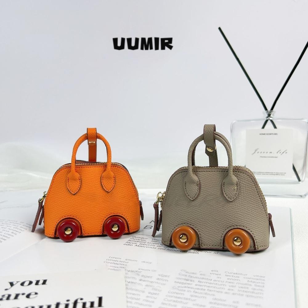 UUMIR มินิหูฟังกระเป๋า,สร้างสรรค์หนังจี้ขนาดเล็ก,2024รถจัดแต่งทรงผมแขวน น่ารัก กระเป๋ามินิสําหรับ แอร์พอด กระเป๋าอุปกรณ์เสริม