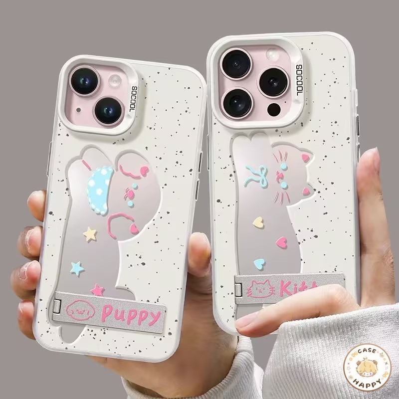 สีรักหัวใจดาราผ่อนคลายลูกสุนัขลูกแมวน่ารัก เคสIPhone 13 11 14 15 12 Pro Max 7Plus X XR XS Max 15 14 8 7 Plus SE 2020