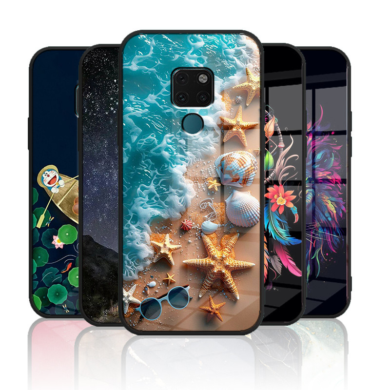 เคสกระจก Huawei mate 20 / mate 20x เคสกระจกนิรภัยฮาร์ดฝาหลังขอบซิลิคอนอ่อน