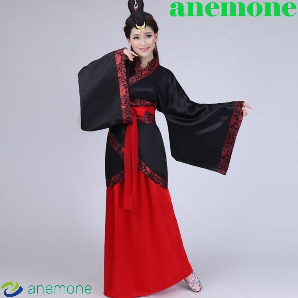 Anemone Hanfu ชุดเดรสยาว,แขนยาว Patchwork จีน Tang ชุด, Retro สไตล์โบราณชุดเต้นรํากระโปรงประสิทธิภาพเครื่องแต่งกายจีนโบราณหญิง/หญิง