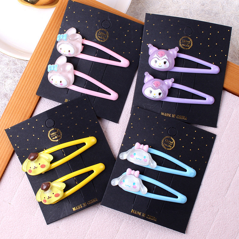 SANRIO คลิป ซานริโอ BB แบบใสสําหรับเด็ก, กิ๊บ ชาม เกาหลีน่ารักสําหรับเด็ก, เครื่องประดับผมคลิปหน้าม้าสาว