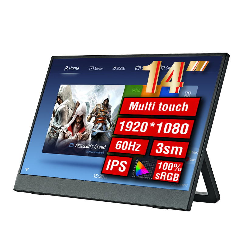 Anmite 14 "Touch Portable Monitor 1080P สําหรับแล็ปท็อป Usb Type-c HDMI Display