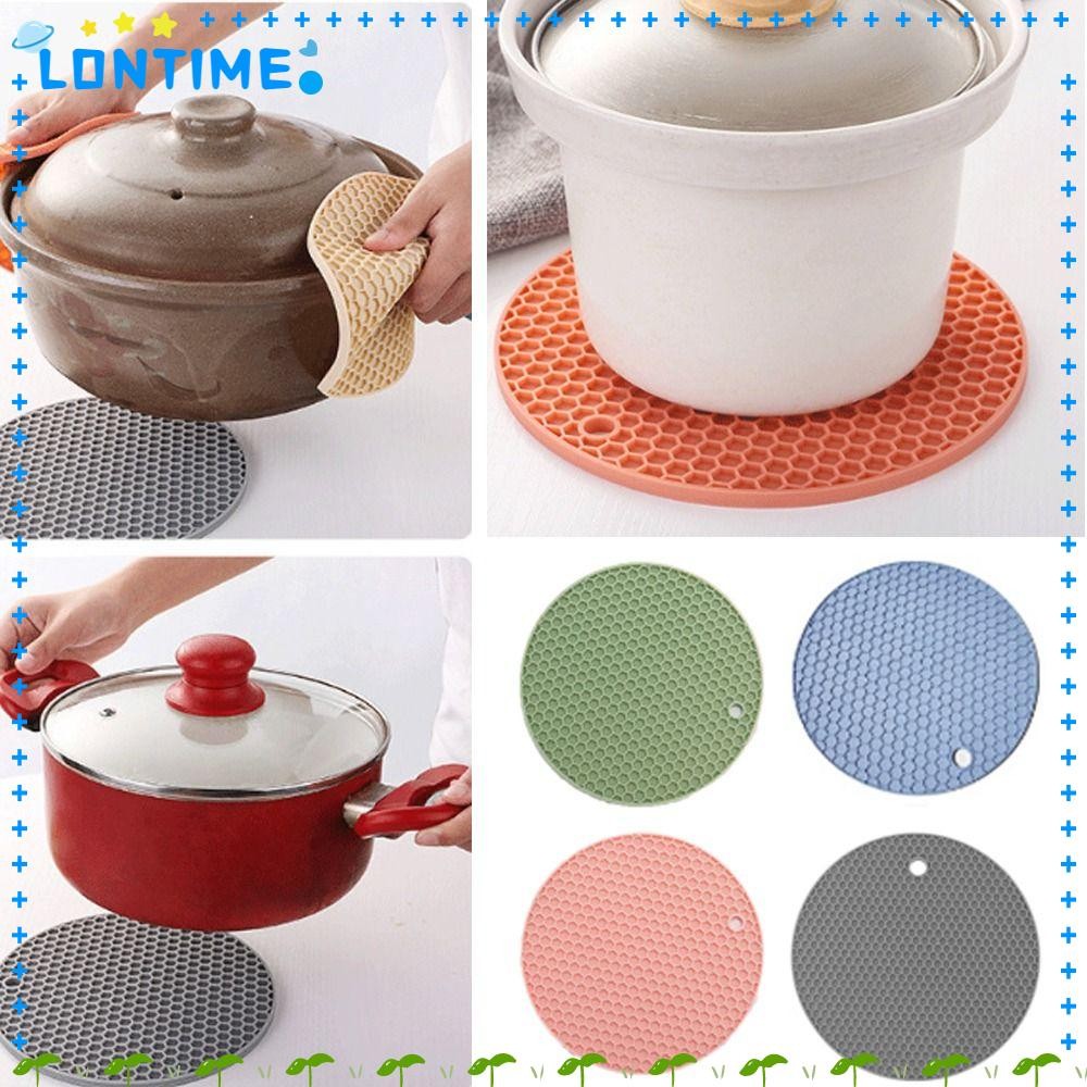 Lontime ซิลิโคน Trivet Mat,ทนทานทรงกลมซิลิโคนผู้ถือหม้อ,หม้อครัวทนความร้อนแผ่นกันลื่นอุปกรณ์ครัวซิลิโคน Trivet สําหรับหม้อร้อนและกระทะ