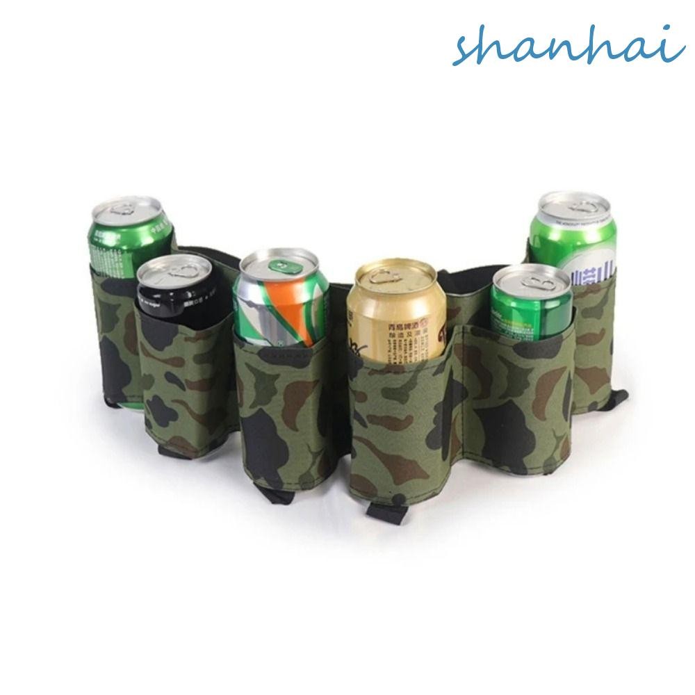Shanhai กระเป๋าคาดเอวเก็บเบียร์ปรับได้ 6 กระป๋องที่เก็บเครื่องดื่ม Fannypack, เครื่องดื่มที่ใส่เข็มขัดที่มีเสถียรภาพน้ําหนักเบาแบบพกพาผู้ถือเข็มขัดเบียร์เอวแพ็คเดินป
