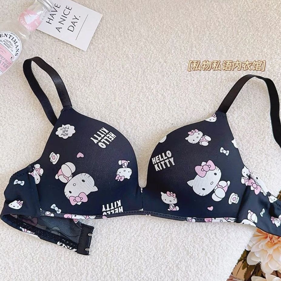 Hello Kitty Girl Bra ที่ไม่มีสายหนัง katie Anti-SLIP Small breast Push-Up ชุดชั้นในน่ารัก Sweet ราคา ถูกที่สุด ดีลบีเคเค แกลเลอรีภาพที่ 7