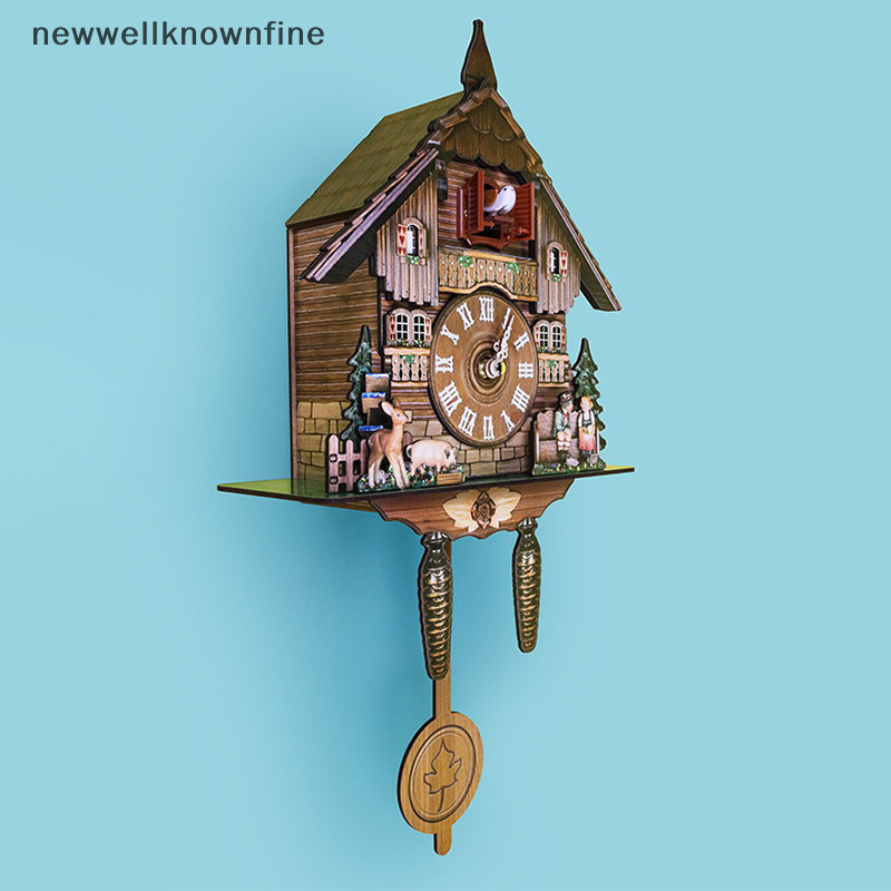 Newwellknownfine Cuckoo Clock นาฬิกาแขวนหัตถกรรม Vintage Cuckoo Tree House Clock COD