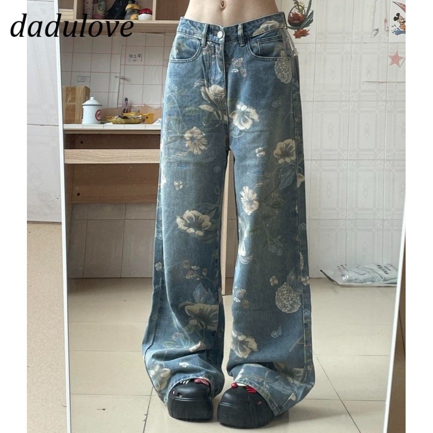 DaDulove New American Ins High Street Retro Jeans Niche High Waist Loose Wide Leg Pants Large Size Trousers
