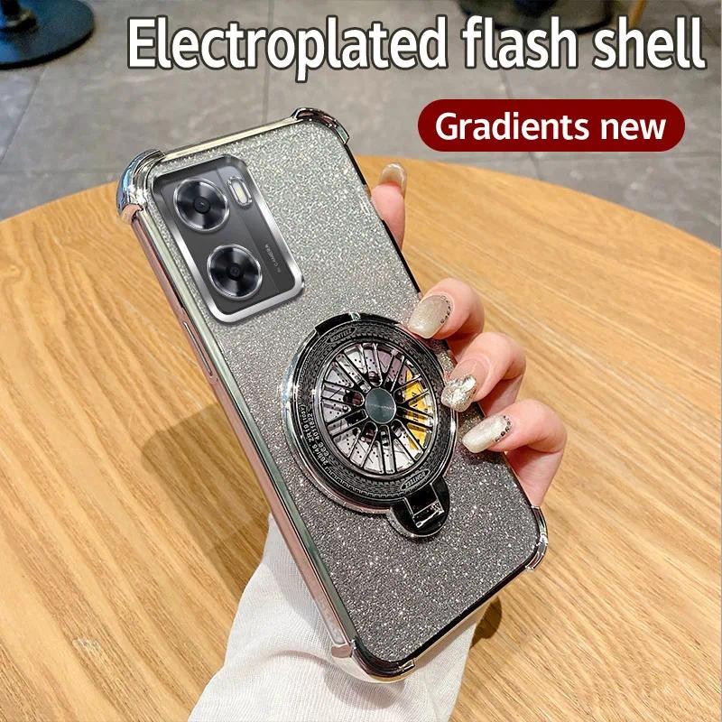 สําหรับ OPPO A57 4G CPH2387 กรณีกันกระแทก Electroplated TPU หมุน Gyro ฝาครอบเคสโทรศัพท์สําหรับ OPPOA