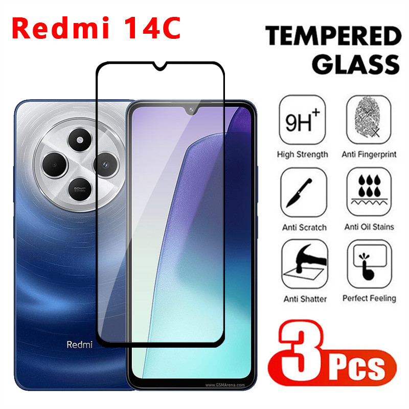 กระจกนิรภัยสําหรับ Redmi 14C 15C POCO C75 4G 2024 ป้องกันหน้าจอคลุมทั้งหมดป้องกันสําหรับ Redmi14C 14