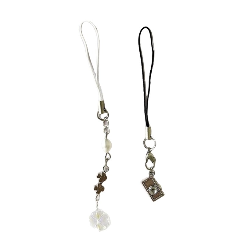 ริน 2แพ็คโทรศัพท์โซ่ที่ไม่ซ้ํากันพวงกุญแจสี่ใบโทรศัพท์เสน่ห์โทรศัพท์จี้กระเป๋าเสน่ห์กระเป๋าจี้สําหรับคู่แฟชั่น - รูปที่ 3