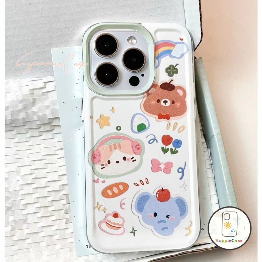 การ์ตูน ผีเสื้อ กระต่าย สายรุ้ง IPhone 14 11 13 15 12 Pro Max XR X XS Max 7 8 Plus SE 2020 น่ารัก การ์ตูน น่ารักจัง เคส