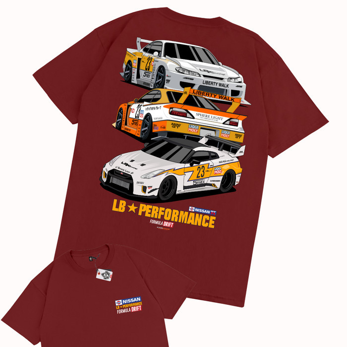 【ใหม่】KARIMAKE Kaos Mobil NISSAN SKYLINE R35 SILVIA S15 LB SILHOUETTE LBWK - V2 MARUN, M