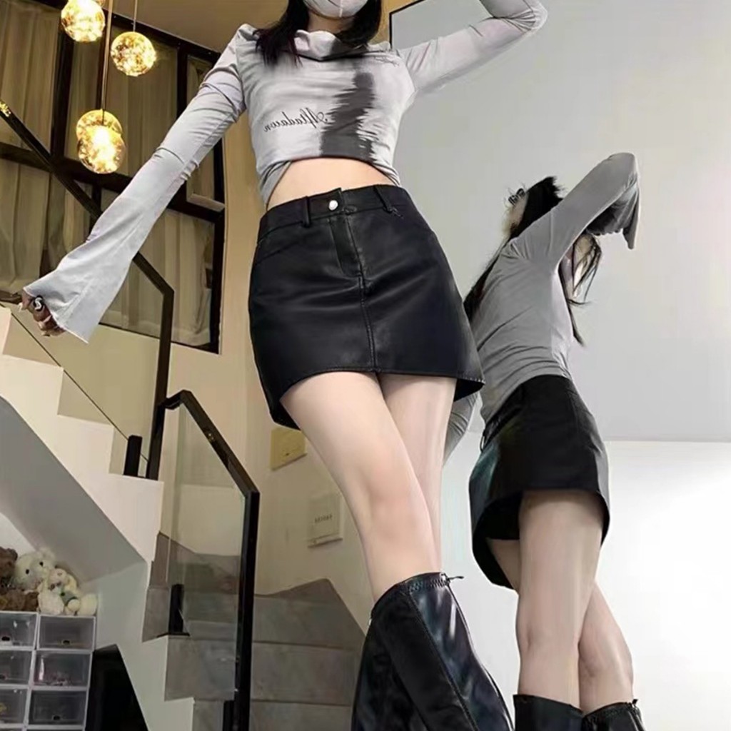 กระโปรงหนัง PU สั้น เอวสูง สไตล์ A-line สำหรับฤดูหนาว ใหม่ล่าสุด - รูปที่ 5