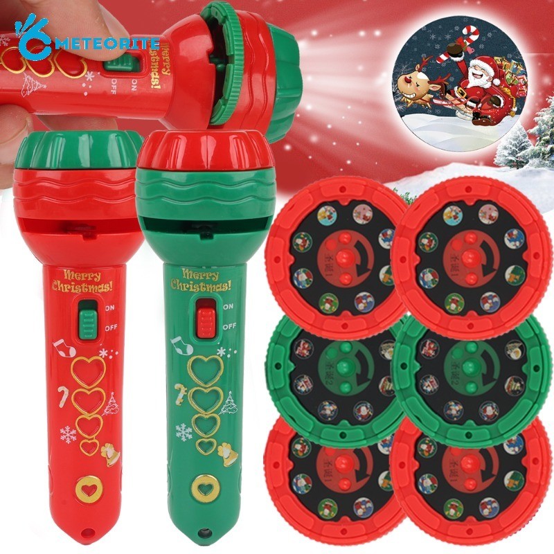 Merry Christmas Santa Claus Xmas Tree Pattern ไฟฉายฉาย - เด็กจดจําวัตถุของเล่นของขวัญวันหยุดคริสต์มาส